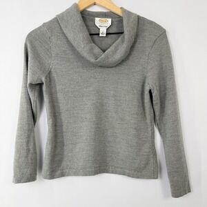 Talbots Petite Merino Wool Sweater Womens S Gray Cowl Neck Made In Italy
